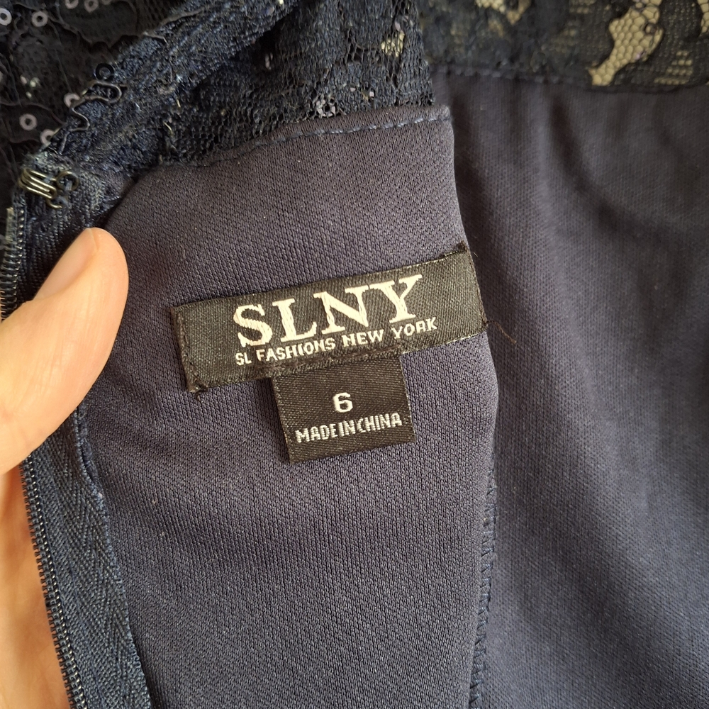 SLNY Navy Sequin Midi Dress - Picture 11 of 16